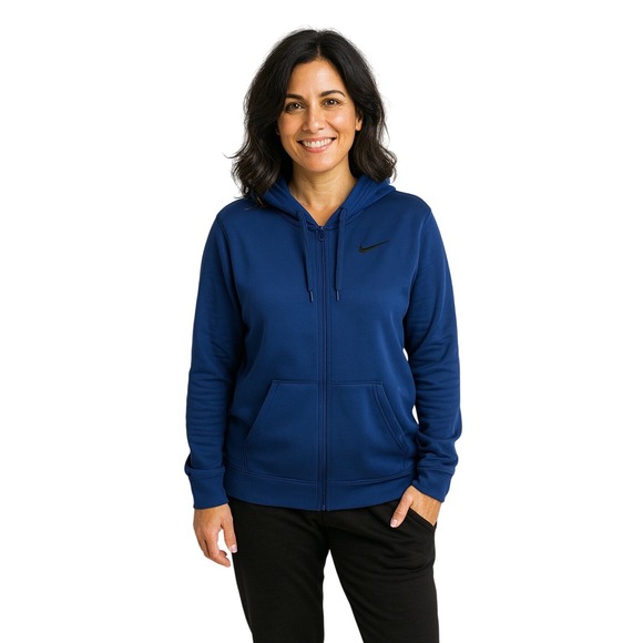 Nike Dri-FIT Full Zip Hoodie Women's Large L Blue Activewear Jacket - Picture 1 of 9